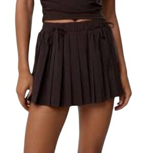 Offline Aerie brown pleated bow mini skirt with built in shorts size Large